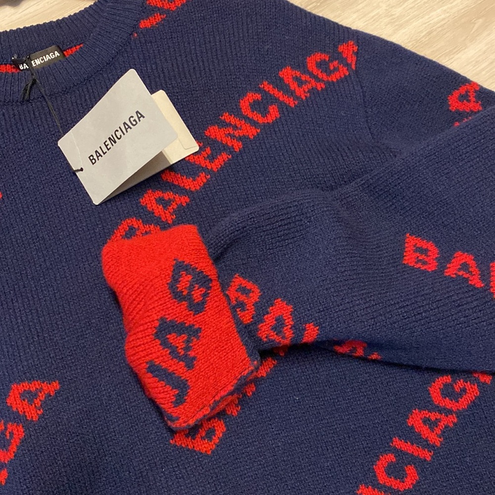 Balenciaga Sweater - Blue/Red - Large - Picture 5 of 11